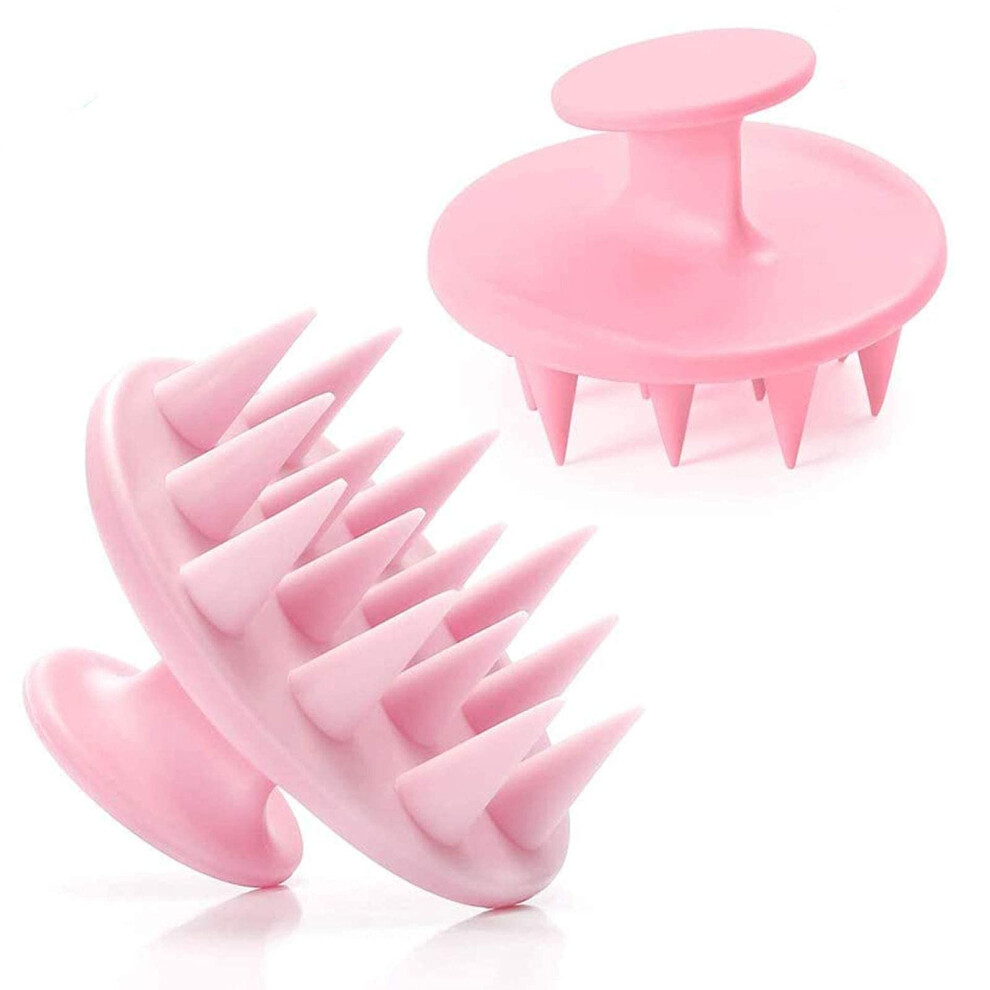 Unisex Pink Scalp Massager Shampoo Brush Soft Silicone For Shower Hair Cleaning Dandruff Care