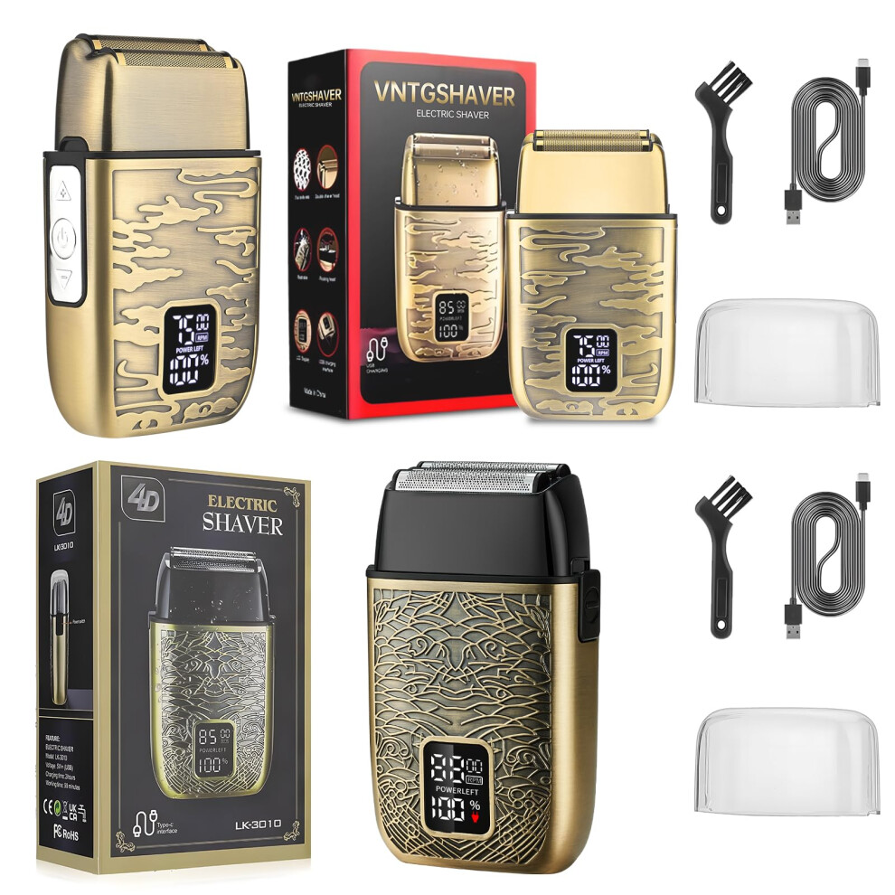 Electric Shaver for Men Wet Dry with Titanium Blades, USBC Beard Trimmer Waterproof 2in1