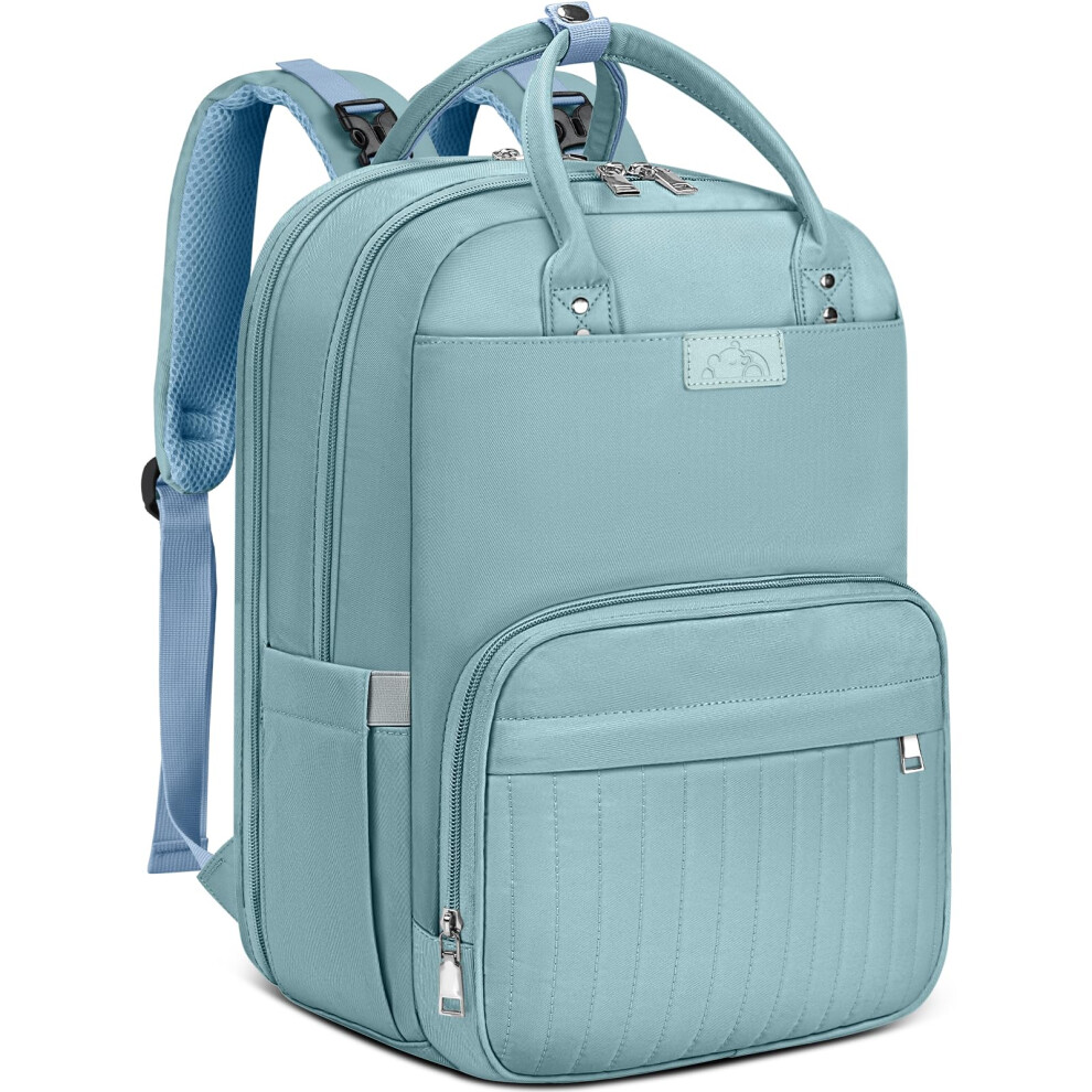 Newhey Baby Changing Bag Backpack With Portable Changing Mat Waterproof Nappy Bag Multifunction Baby Diaper Bags Large Rucksack Bag For Mom & Dad Baby Blue