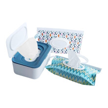 Wipes Dispenser with 2Pcs Portable Refillable Wipe Holder,Reusable Large Wipe Holder Box Flushable Wipes Case Bathroom Wipes Container for Pet Nurser