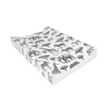 BEDEBYES Deluxe Anti Roll Wedge Baby Changing Mat, Safari Animal Print, Waterproof PVC with Curved Sides, 69x45x9cm