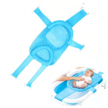 1 PCS Baby Bath Insert Bath Support Baby Bath Support 0-6 Months Adjustable Non-Slip Bathtub Cushion Net for Newborns, Toddlers(Blue、Pink) (Blue)