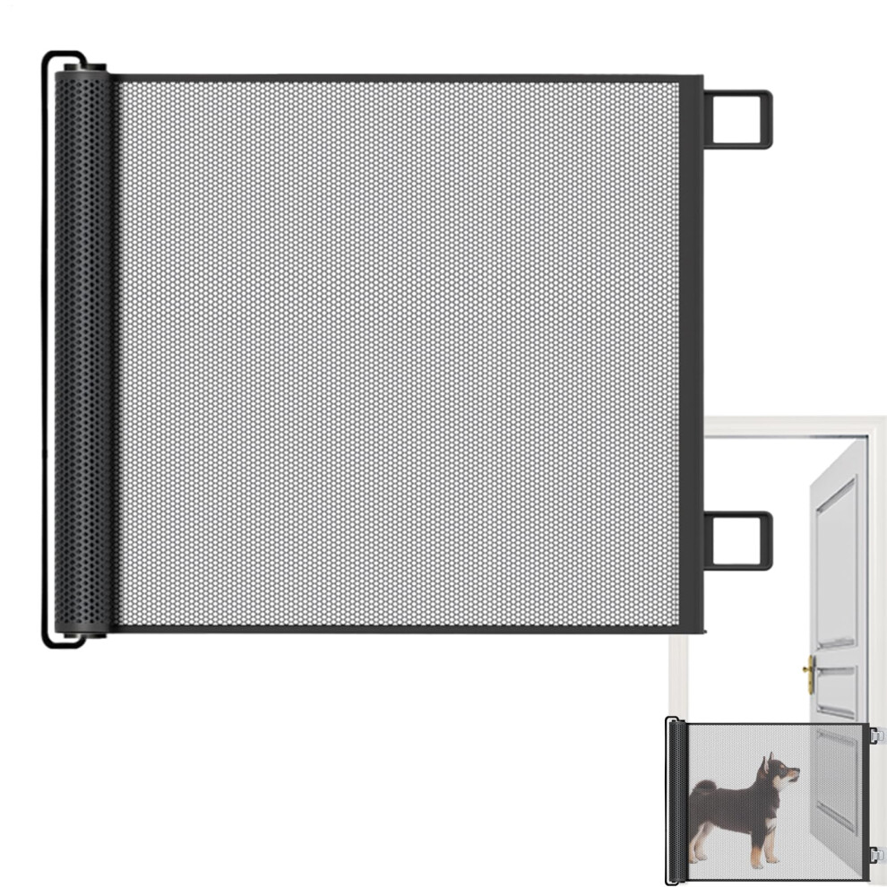 Retractable Dog Gate, Retractable Gate For Babies And Pets, No Drilling Mesh Safety Dog Gate For Stairs, Doggy Barrier, For Outdoor/Stairs/Doorways/H Zegaqae