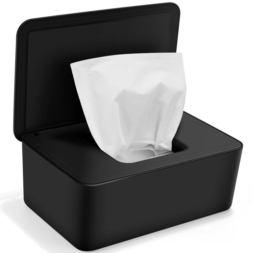 Baby Wipes Dispenser Holder With Lid - Box Provides The Wipes - Black Cheerhom