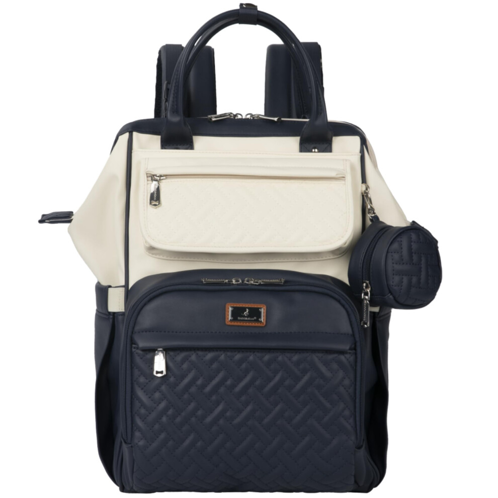 Babbleroo Vegan Leather Changing Bag Backpack, Large Baby Nappy Changing Diaper Bags Travel Back Pack With Changing Pad & Stroller Straps & Pacifier