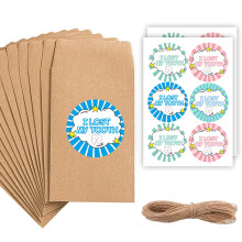 52 Pcs Lost Tooth Receipt Envelopes with 52 Pcs I Lost Tooth Stickers for Lost Tooth Certificate for Children Milk Teeth Storage Fairy Bag Classroom