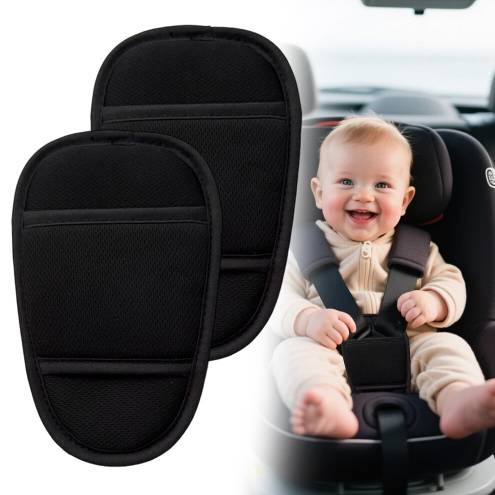 Mbsivsa Baby Pads Crotch Cover, 2Pcs Soft Crotch Pad For Car Seat For All Car Seats, Car Seat Belt Protector, Universal Fits Pushchair, Stroller, Car Seat(Cr