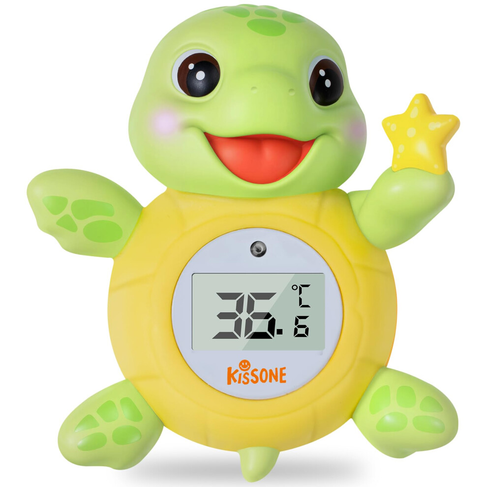 Baby Bath Thermometer Turtle – Bath Water Temperature Thermometer For Baby Safety, Floating Bathtub Thermometer With Hot & Cold Alert, C/F Kissone