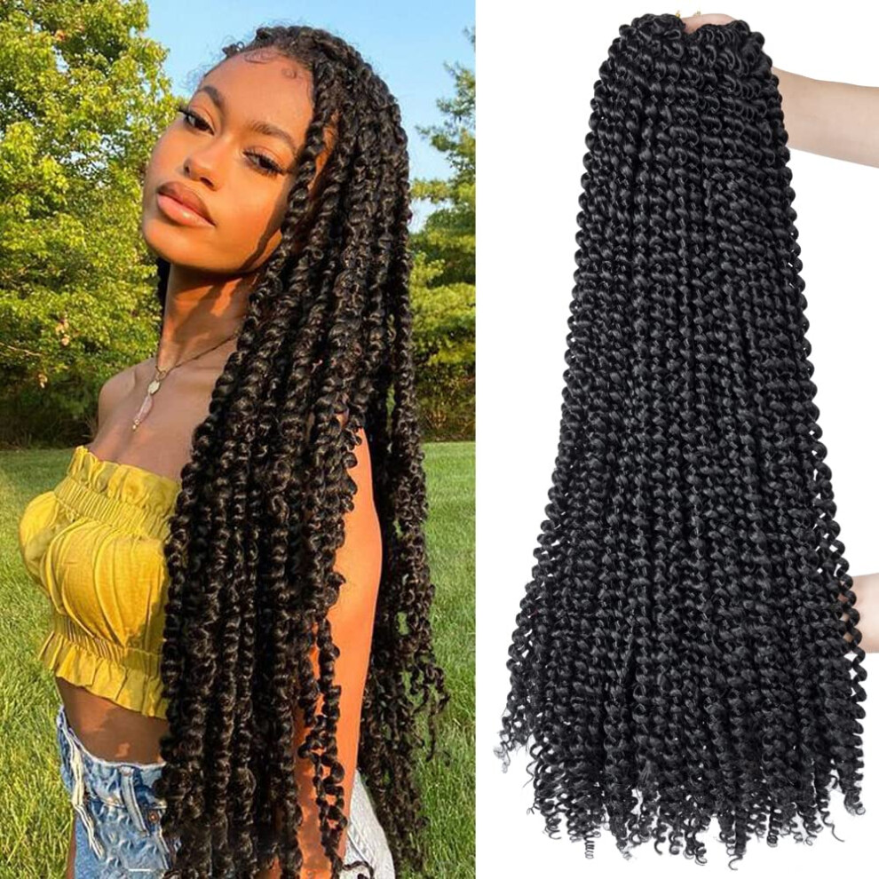 Unisex Passion Twist Hair 30 Inch Water Wave Crochet Braiding Hair Extensions Long Bohemian Braids #1B