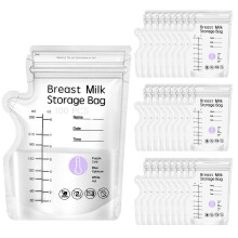 100 PCS Temp Sensing Breast Milk Storage Bag 250ml BPA Free BPS Free Milk Storage Bags Breastfeeding Double Zipper Seal Easy Pour Spout No Leak Self