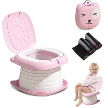 Travel Potty for Toddlers, 3-in-1 Portable Foldable Training Toilet Seat with Disposable Bags, Kids Potty Chair for Indoor, Outdoor & Car Journeys (B