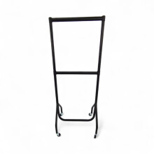 Shoplines Supplies 2ft Wide x 5ft High Two-Tier Heavy Duty Clothes Rail with Adjustable Centre Bar, Black Steel Garment Rack, 150kg Capacity, Castor