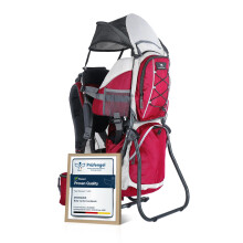 DROMADER Baby Carrier Backpack - Toddler Hiking Backpack with Sun Canopy, Rain Cover, Insulated Pouch, Changing Mat & One-Hand Foldable Frame - Red