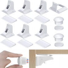 Child Safety Magnetic Cabinet Locks 6 Locks 2 Keys 1 Bracket, Baby Proofing Magnetic Drawer Locks Adhesive for Kitchen Cupboards, Drawers, Fridge,Eas