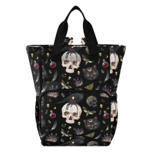 ALAZA Baby Changing Bags, Goth Skull Moth Nappy Diaper Bag Backpack Multifunctional Travel Diaper Tote Large Capacity Waterproof Mum Dad Backpack