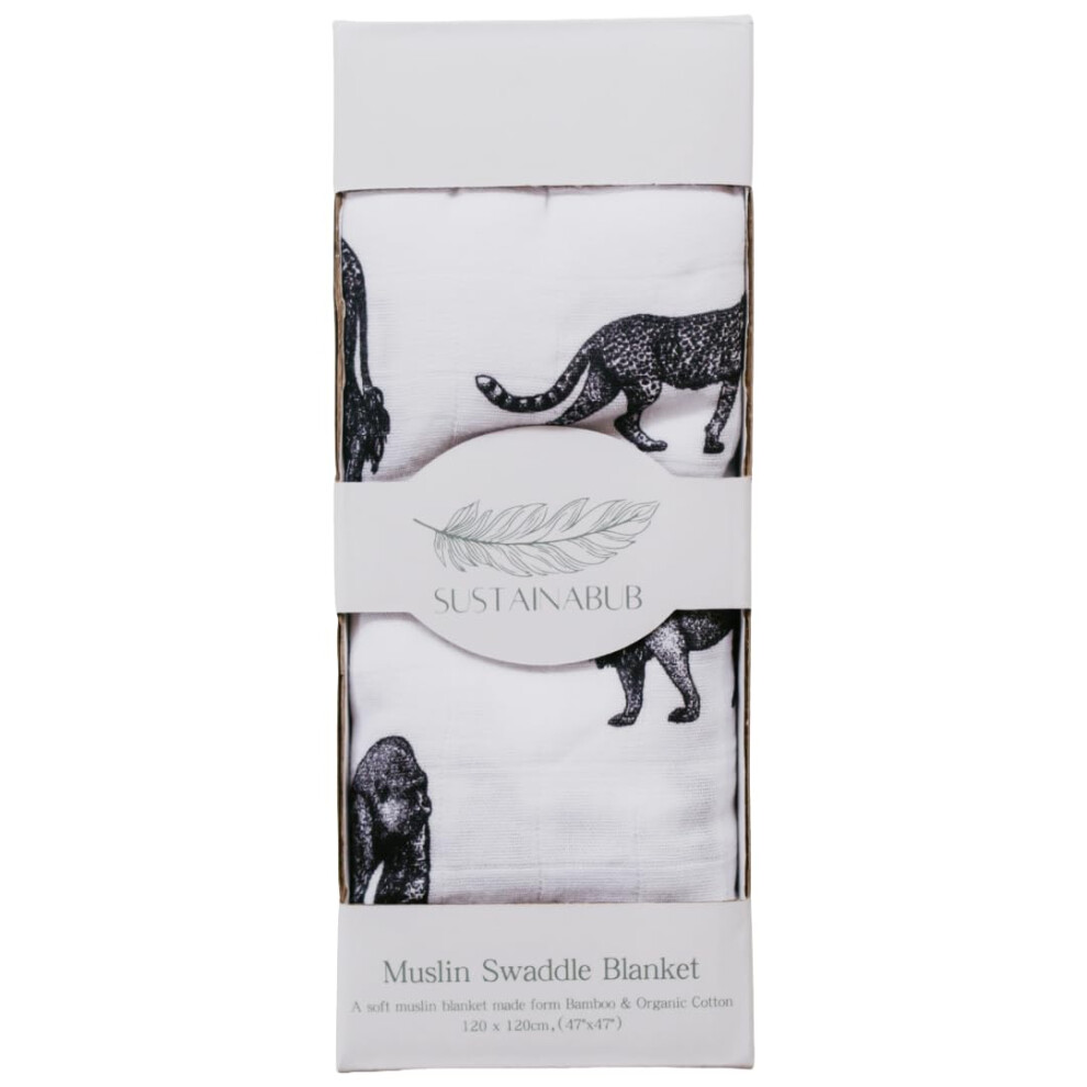 Sustainabub Organic Baby Muslin Cloth Swaddle - Award-Winning Soft Muslin Square Blanket. Gots & Oeko Tex Certified Bamboo & Organic Cotton Blend - S