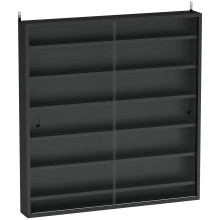 Six Shelf Display Cabinet, with Glass Doors - Black