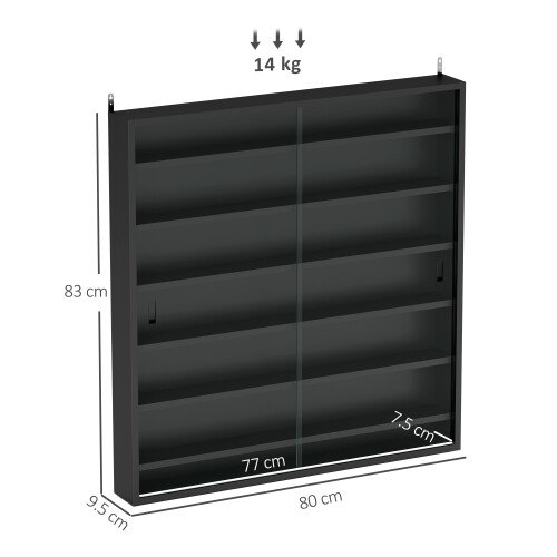 Six Shelf Display Cabinet, with Glass Doors - Black 2