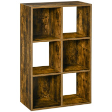 Industrial Style Storage Shelf, Bookcase, Bookshelf with 6 Compartments, Freestanding Shelving Unit for Living Room, Home, Brown | UK
