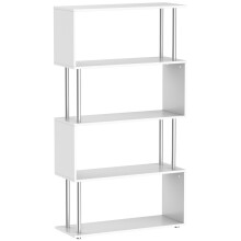 Wooden S Shape Bookcase Bookshelf Dividers Storage Display Unit White | UK