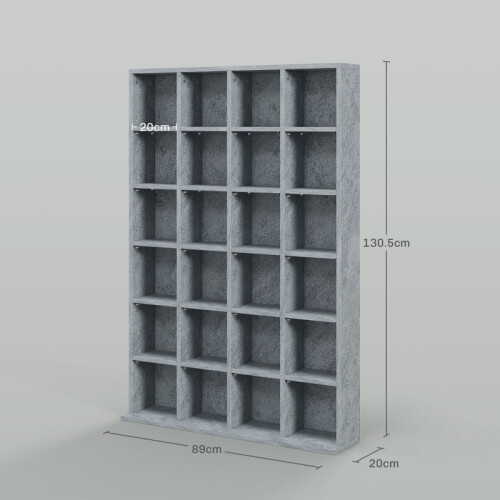 CD Storage Unit with Adjustable Shelves, 89 x 130.5 cm, Cement Grey 2