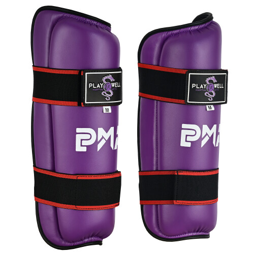 (X-Small) Semi Contact Elite Kickboxing Shin Guards - Purple 1