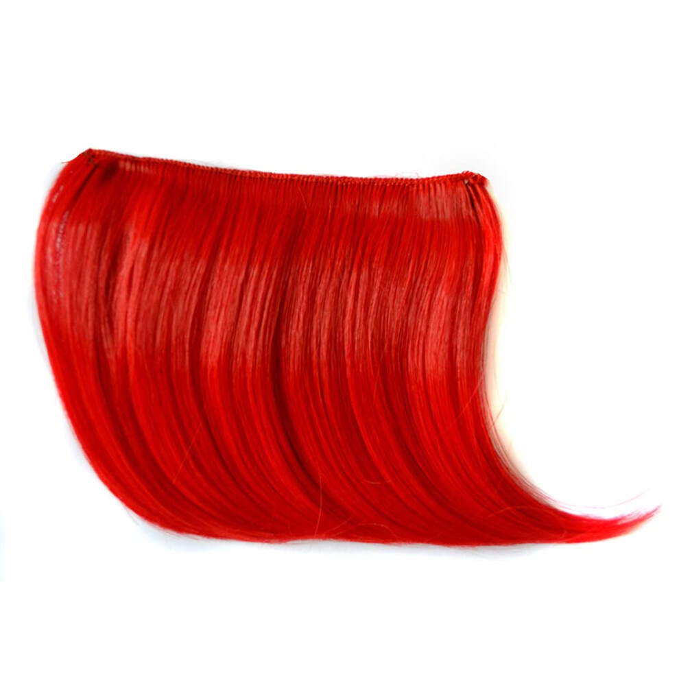 Red Clip In Bangs Hairpiece Synthetic Hair Extensions Heat Resistant Gradient Fringe 12 Colors