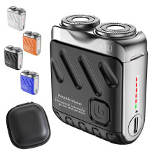 Electric Shaver USB Rechargeable Dual Ring Rotary Razor Fast Smooth Shave Compact Travel Size Black