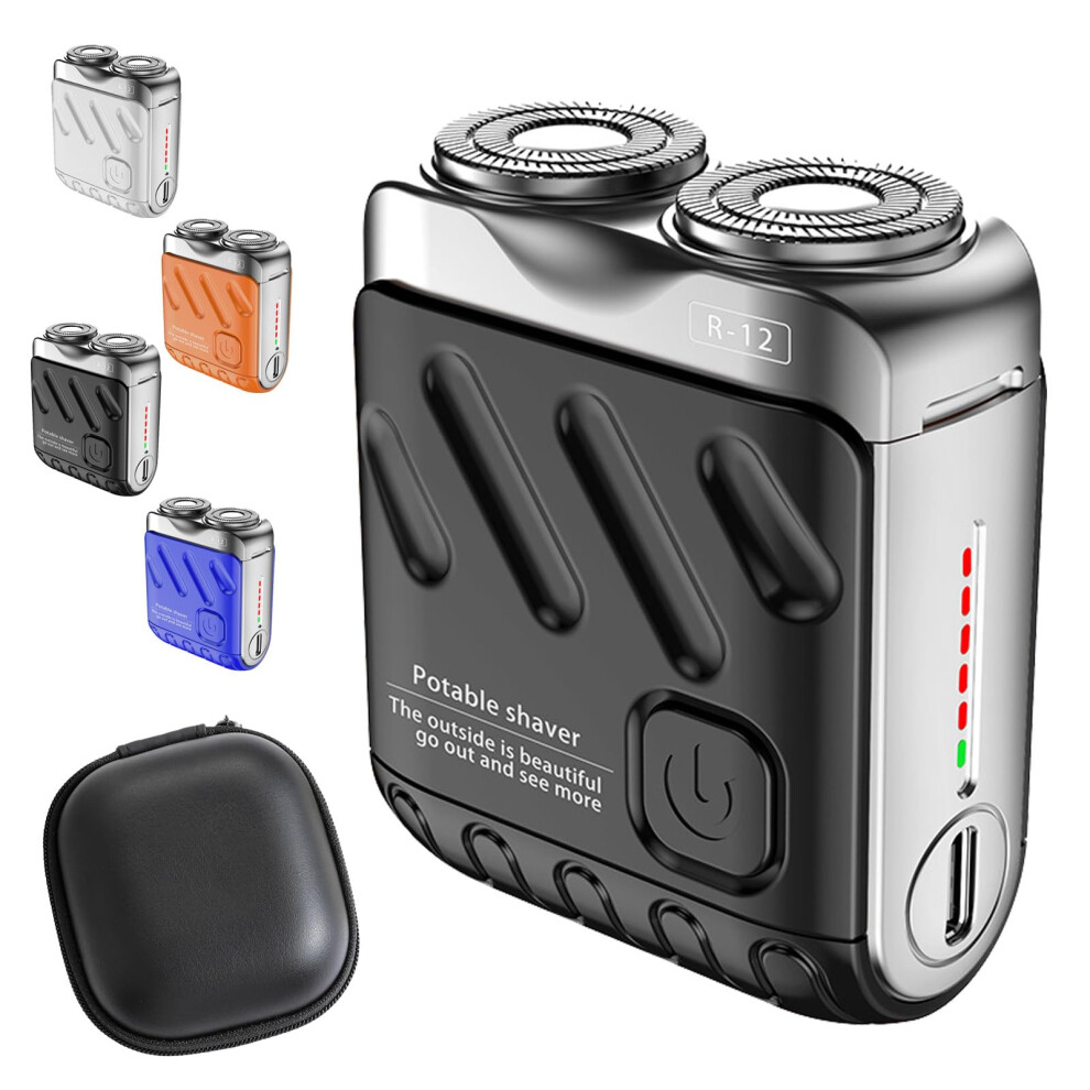 Electric Shaver USB Rechargeable Dual Ring Rotary Razor Fast Smooth Shave Compact Travel Size Black