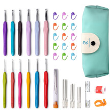 RealPlus Crochet Hooks Set, 12 Pcs Full Size Crochet Hook, Ergonomic Soft Grip Rubber Handles, Crochet Kits for Beginners Adults, Sister Gift, Croche