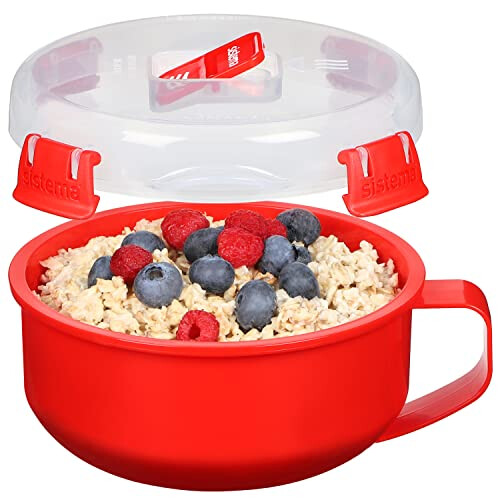 Sistema Microwave Collection Breakfast Bowl, Red, 28.7oz./850ml 2