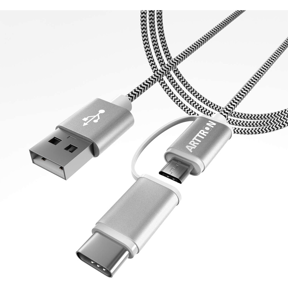 3Ft/6Ft/6Ft (3 Pack) Type C&Micro Usb 2In1 Durable Nylon Braided Fast Charger Cable, Compatible Compatible With Samsung Galaxy 9173940191099