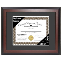 TiaGOC 11x14 Mahogany Finish Diploma Frame with Black Matting Holds 11 by 14-inch Documents with Glass and installed Wall Hanger