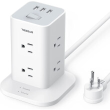 Listwa zasilająca z zabezpieczeniem przeciwprzepięciowym, 8 gniazd, 3 porty USB, 1700 dżuli, przedłużacz 6 stóp