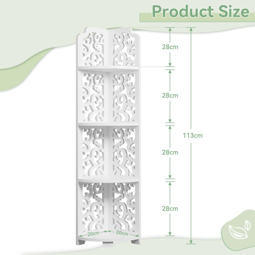 Dripex Dripex White Corner Shelf, Free Standing Shelf, Floor Storage Unit for 1