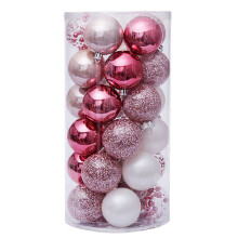 30Pcs Christmas Tree Ornaments Set Shatterproof Decor Balls Exquisite Hanging Baubles Set for Holiday -Pink