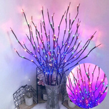 Branche de saule lumineuse à piles de 76 cm (30 pouces) avec 20 LED - Brune - Décoration pour la maison, Noël, les fêtes - 1 pièce