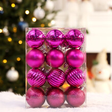 Staron Shatterproof Christmas Balls (Hot Pink), 24pcs 5cm Ornaments Set Compatible with Christmas Tree, Window, Mall Display Decoration