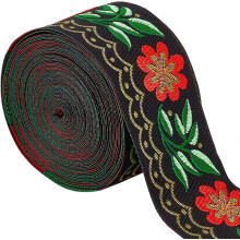 7M květinová vyšívaná žakárová stuha, šířka 2", vintage vyšívané stuhy, květinová tkaná lemovka pro zdobení, řemeslné potřeby,