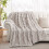 RUIKASI Fleece Throw Blanket for Sofa - Single Fluffy Beige Throws for 2