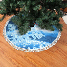 Jupe de sapin de Noël en dentelle à franges, motif flocons de neige, douce, légère et agréable au toucher, 76 cm