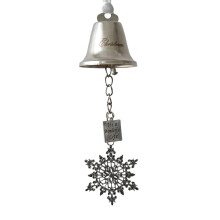 Uanit Christmas Bells Hanging Decor, Shiny Silver Metal Ornament Charms, Wind Chimes Wall Hanging for Home - Compatible with Xmas Decor