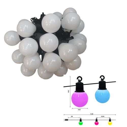 Fnyoxu τροφοδοτείται με USB πολύχρωμη λάμπα μπάλας, σε σειρά, εξωτερικό κάμπινγκ, 2