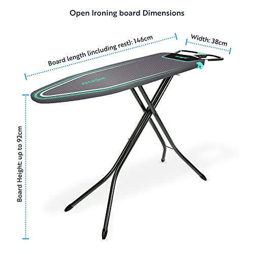 Minky Minky Ergo Mint Prozone Ironing Board, Black, 122 x 38cm [Amazon 1
