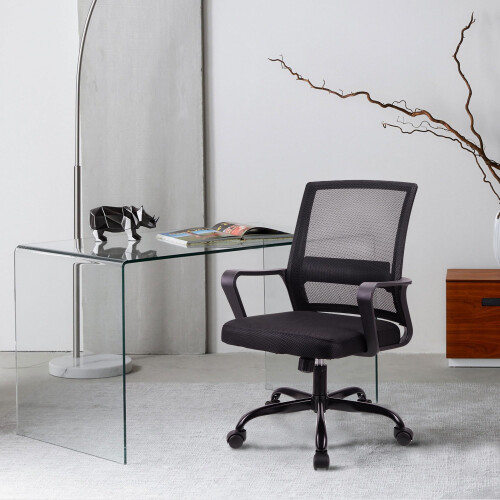 T-THREE.Adjustable office chair, ergonomic mesh swivel seat, with 1