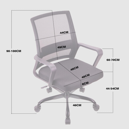 T-THREE.Adjustable office chair, ergonomic mesh swivel seat, with 2