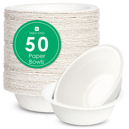 Table Kind 50 x Bulk Pack White Paper Bowls Eco-Friendly Disposable