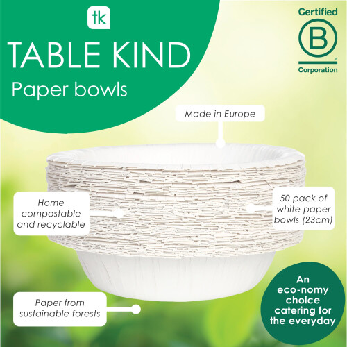Table Kind 50 x Bulk Pack White Paper Bowls Eco-Friendly Disposable 1