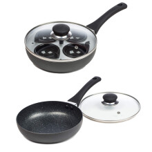 ChefMate 20cm 4 Egg Cup Non-Stick Frying Pan and Egg Poacher -