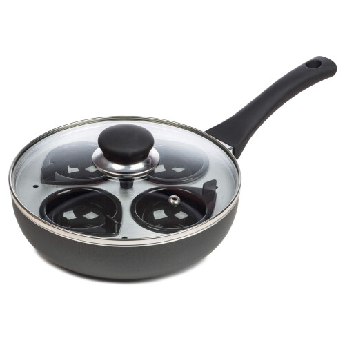 ChefMate 20cm 4 Egg Cup Non-Stick Frying Pan and Egg Poacher - 1